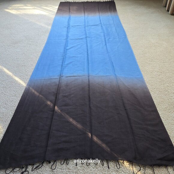 NWOT Eileen Fisher Wool Ombre Lightweight Scarf Blue Gradient - Picture 5 of 8